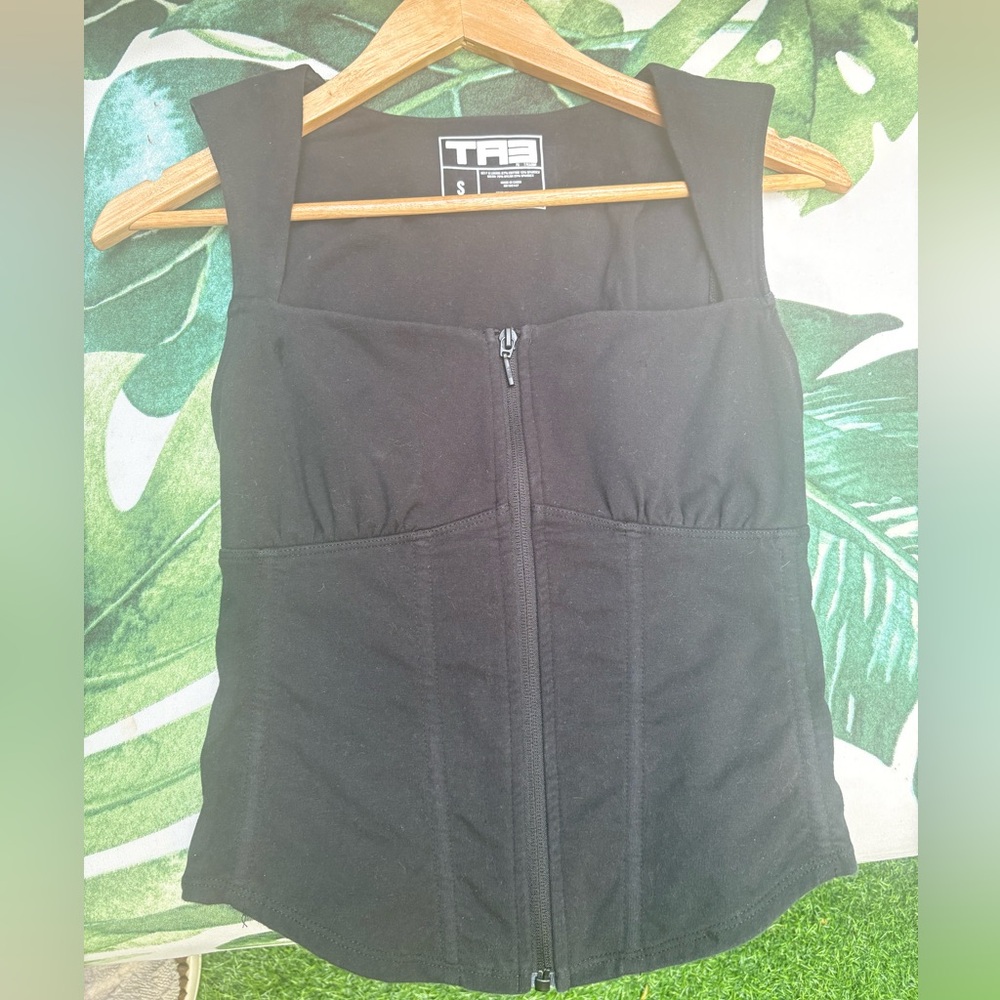 Ta3 Black zip up corset S